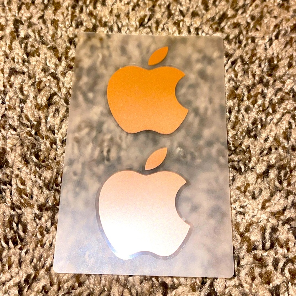 Rose colored Apple stickers